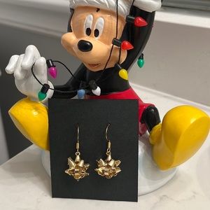Christmas bow earrings- gold